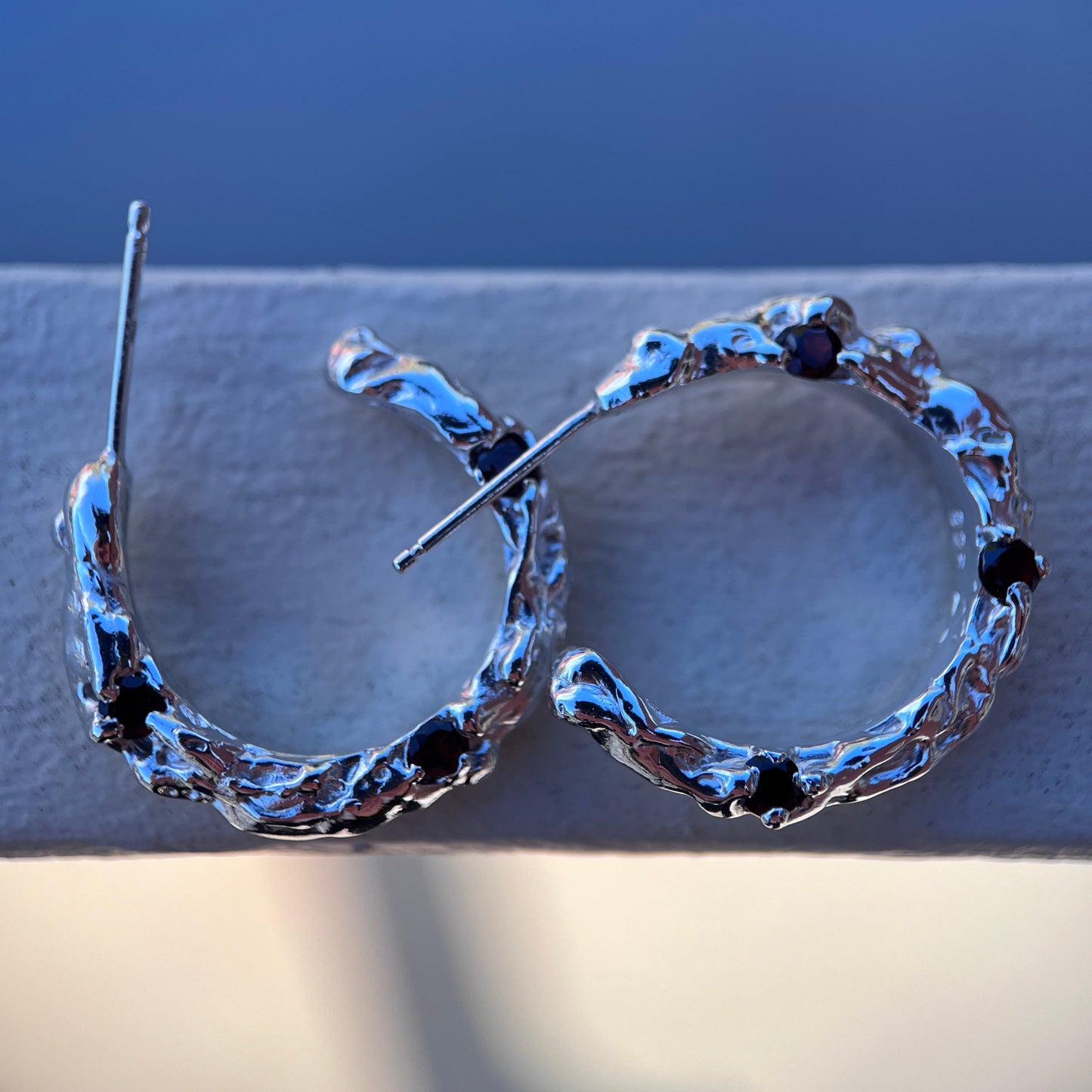 Magni Hoops + Garnets