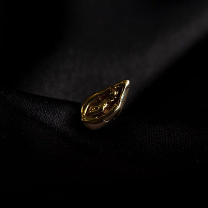 Viva la Vulva! A silver or gold stud earring with a vulva design that also looks like an oyster 
